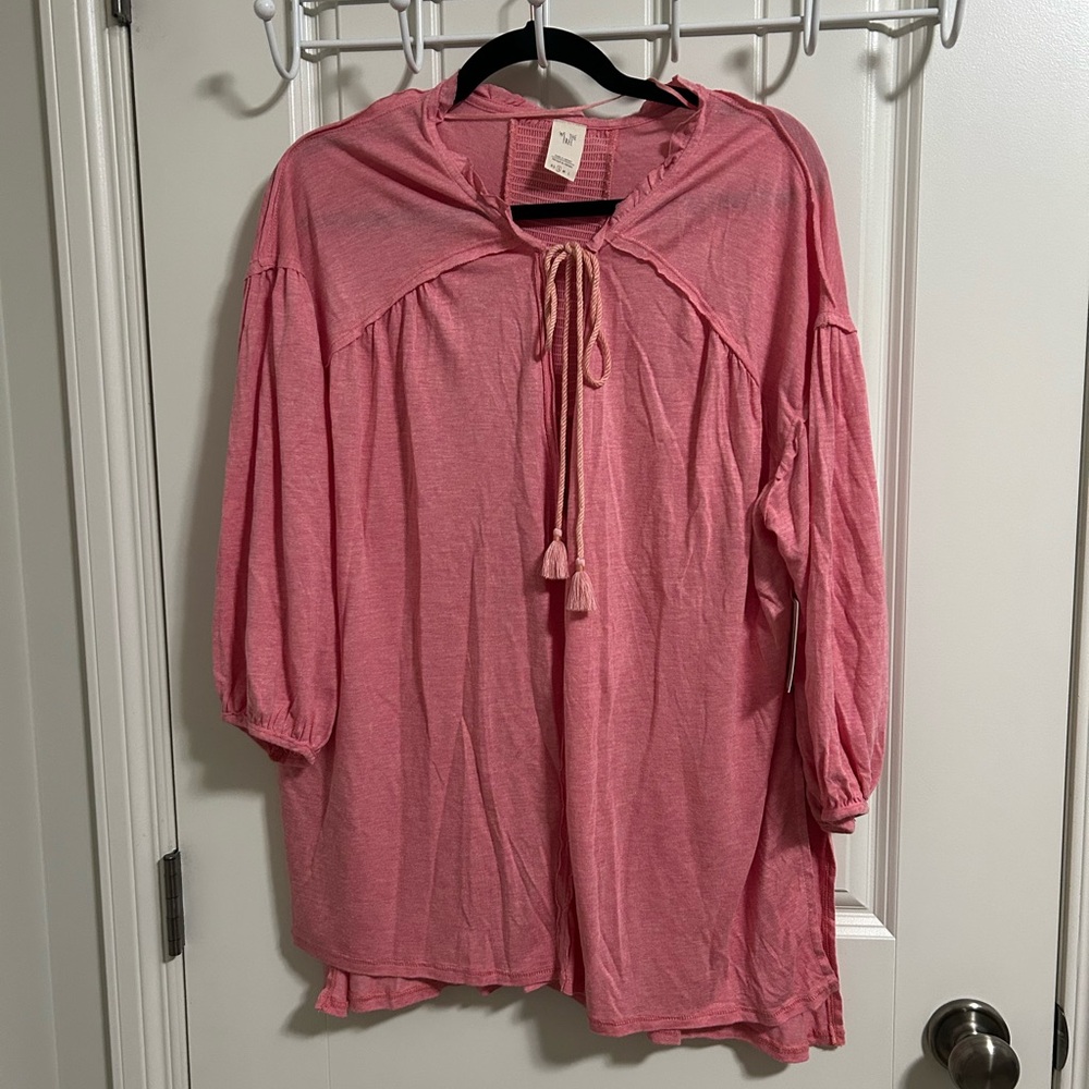 Free People Dusty Pink Tie-Front Boho Tunic